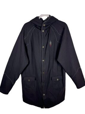 Jinx Black Long Sleeve Hooded Long Fitting Full Zip‎ Snap Sweatshirt Jacket 2XL